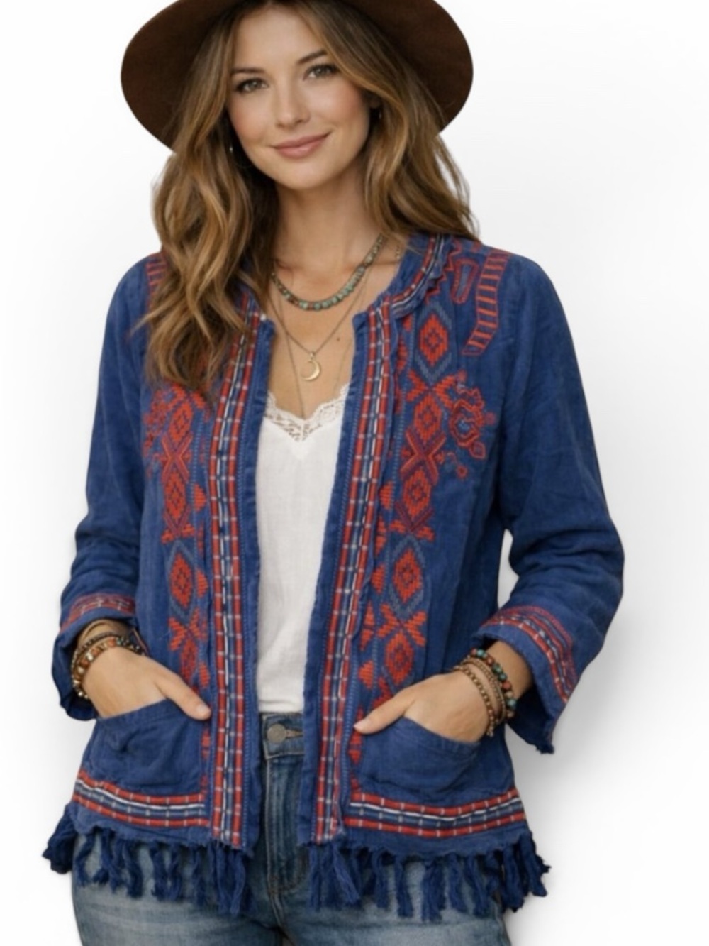 Johnny Was Yatzel heavily embroidered fringe jacket NWT